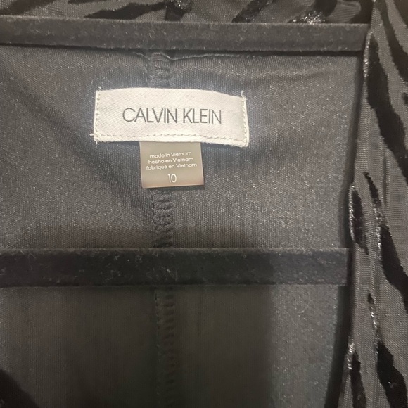 Calvin Klein women's 10 zebra print velvet burnout neck tie long sleeve midi EUC - Picture 5 of 7